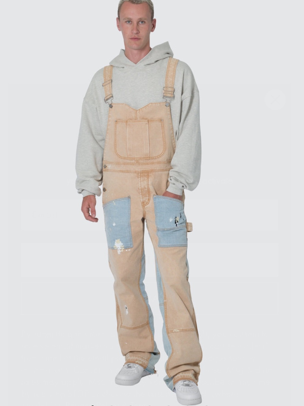 MNML PAINTER FLARE OVERALLS DISTRESSED CANVAS RELEASED RAW HEM MENS SIZE MEDIUM